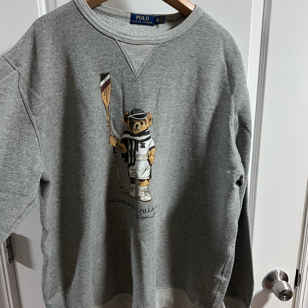 Ralph Lauren Purple Label Gray Crewneck with Bear Design size XLT